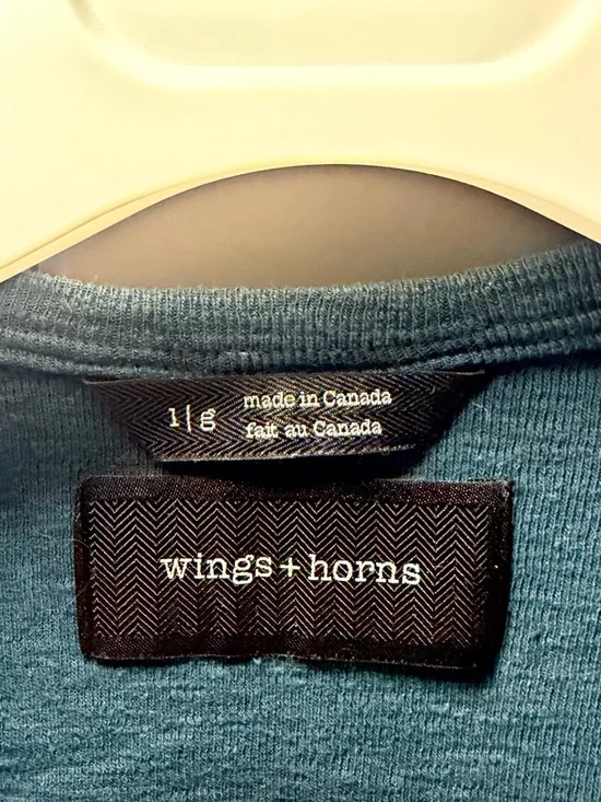 Wings + Horns Short Sleeve Crew Tee in Teal Blue - Picture 3 of 4